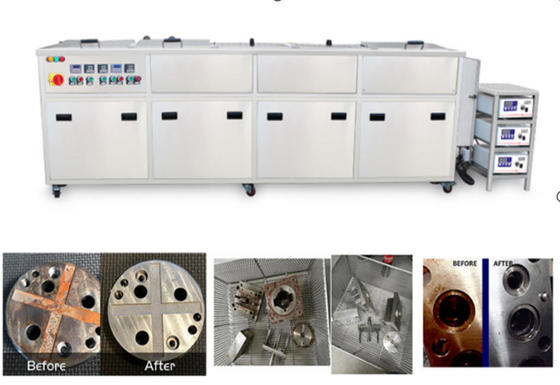 Kundenspezifischer Ultraschallreiniger mit fünf Tanks für die Rostentfernung von Präzisionsteilen, 77L, 135L und 264L Teilewaschtanks